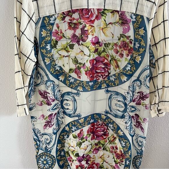 Soft Surrounding Tunic Back Floral Sheer Panel with Front Window Pane Medium P - Picture 5 of 11